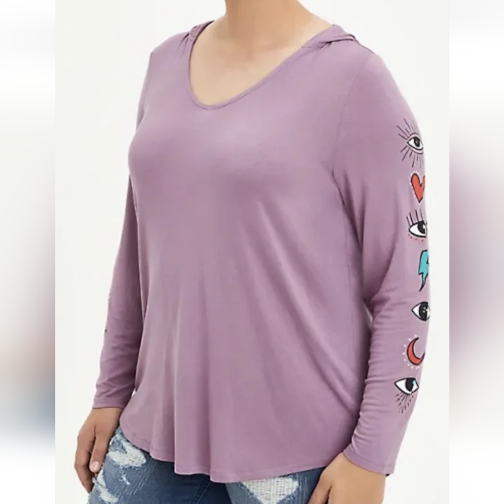 Torrid Purple Super Soft Magic Eyes Heart Moon Lightning Bolt Hoodie Siz…